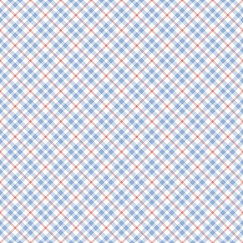 PAPEL DE PAREDE KANTAI HELLO KIDS - XADREZ AZUL E VERMELHO