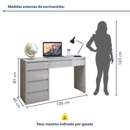 Escrivaninha 5 Gavetas 100% MDF Berlim Yescasa - 8