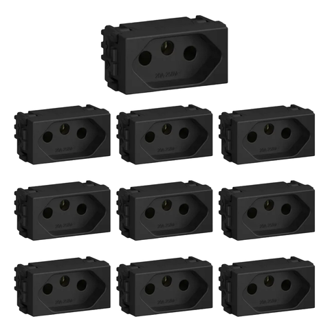 Kit C/10 Módulos Tomada 2p+t 20a/250v Weg Refinatto Preto