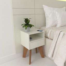 Kit 2 Mesas de Cabeceira com Gaveta 30 Cm Mdf Branco com Pés Fj Decor Retrô - 5