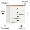 Ver imagem 3 de Cômoda para Quarto Closet 4 Gavetas Madeira Maciça Mazzaro F06 Branco Freijó - Lyam Decor