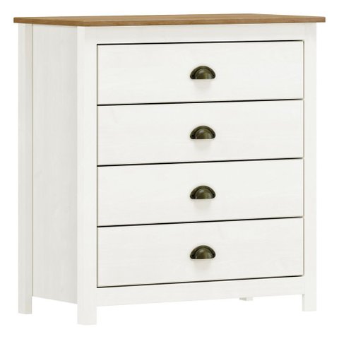 Cômoda para Quarto Closet 4 Gavetas Madeira Maciça Mazzaro F06 Branco Freijó - Lyam Decor