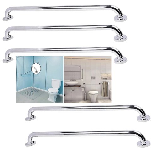 Barra Alça Apoio 60cm Inox Kit 5 Uni Suporte Anti Queda Idoso Gestante Cadeirante Deficiente Box Ban