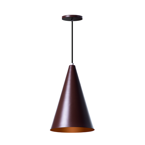 Lustre Pendentes Cone Alumínio Decoração Cor: Marrom