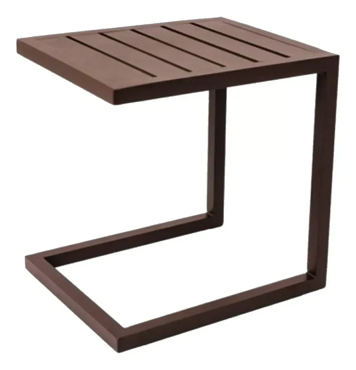 Mesinha Mesa Lateral Tampo Ripado Alumínio Espreguiçadeira Piscina