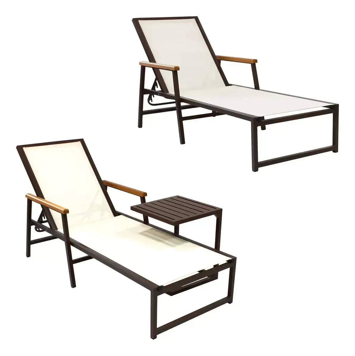 Ver imagem 7 de Mesinha Mesa Lateral Tampo Ripado Alumínio Espreguiçadeira Piscina