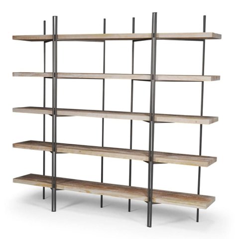 Estante Partition Cor Driftwood com Estrutura em Aco Grafite 200cm - 45097