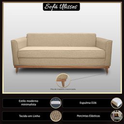 Sofá Namoradeira 2 Lugares Base de Madeira Linho Premium Moderno Minimalista Confortável Ulisses - 3