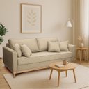 Ver imagem 2 de Sofá Namoradeira 2 Lugares Base de Madeira Linho Premium Moderno Minimalista Confortável Ulisses