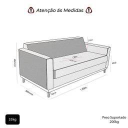 Sofá Namoradeira 2 Lugares Base de Madeira Linho Premium Moderno Minimalista Confortável Ulisses - 6