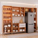 Ver imagem 4 de Cozinha Modulada 5 Peças 1 Cristaleira 1 Balcão 2 Armários Aéreo 1 Torre Cinamomo/Off White