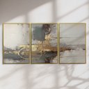 Ver imagem 2 de Quadro Decorativo Abstrato Cinza com Dourado Kit 3 Quadros