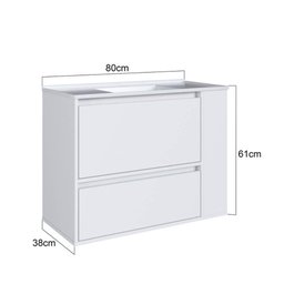 Gabinete Suspenso 80cm Estela Branco com Lavatório 1 Gavetão Basculante de Banheiro - 6