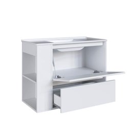 Gabinete Suspenso 80cm Estela Branco com Lavatório 1 Gavetão Basculante de Banheiro - 8