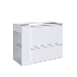 Gabinete Suspenso 80cm Estela Branco com Lavatório 1 Gavetão Basculante de Banheiro - 1