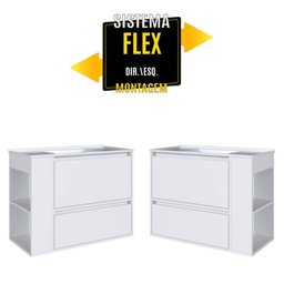 Gabinete Suspenso 80cm Estela Branco com Lavatório 1 Gavetão Basculante de Banheiro - 10