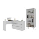 Ver imagem 2 de Kit Escrivaninha L 6 Gavetas com Estante Multiuso Essence Office Multimóveis MP6096 Branco