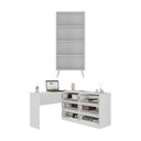 Ver imagem 5 de Kit Escrivaninha L 6 Gavetas com Estante Multiuso Essence Office Multimóveis MP6096 Branco