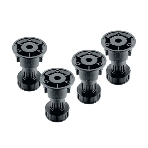 Kit 04 Pé Nivelador Plástico para Móveis 100mm (160kg) Preto Hafele 01 Kit