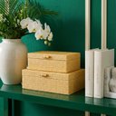 Ver imagem 1 de Kit 2 Caixa Organizadora Decorativa Home&co Sintético Bege G:10x20x30 P:8x15x25 Cm