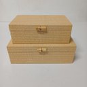 Ver imagem 4 de Kit 2 Caixa Organizadora Decorativa Home&co Sintético Bege G:10x20x30 P:8x15x25 Cm