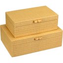 Ver imagem 2 de Kit 2 Caixa Organizadora Decorativa Home&co Sintético Bege G:10x20x30 P:8x15x25 Cm