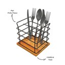 Ver imagem 2 de Porta Talheres Decorativo de Aço e Madeira Teca - Stolf