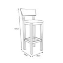 Ver imagem 3 de Conjunto 4 Banquetas Alta Londres Mel Base em Madeira Maciça Assento Estofado Branco