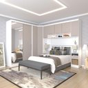 Ver imagem 1 de Quarto Composto por Módulos Alpes Luciane 9 Portas 5 Gavetas MDP 165cm Branco com Espelho