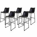 Ver imagem 1 de Kit 5 Banquetas Munich Estofadas Pretas com Encosto
