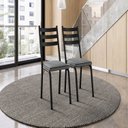 Ver imagem 1 de Kit com 2 Cadeiras Sala de Jantar Cozinha Europa Preto/Platina