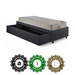 Base Box Cama Solteirão Sapateira Linho Cinza e Colchão Airtech Ortobom 96x203 - 10