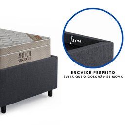 Base Box Cama Solteirão Sapateira Linho Cinza e Colchão Airtech Ortobom 96x203 - 2