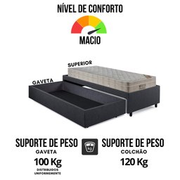 Base Box Cama Solteirão Sapateira Linho Cinza e Colchão Airtech Ortobom 96x203 - 11