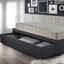 Ver imagem 6 de Base Box Cama Solteirão Sapateira Linho Cinza e Colchão Airtech Ortobom 96x203