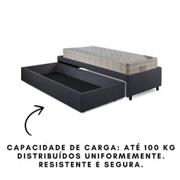 Base Box Cama Solteirão Sapateira Linho Cinza e Colchão Airtech Ortobom 96x203 - 3