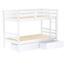 Ver imagem 2 de Beliche Solteiro Dreams com 02 Gavetas Madeira Maciça Branco Megamobilia