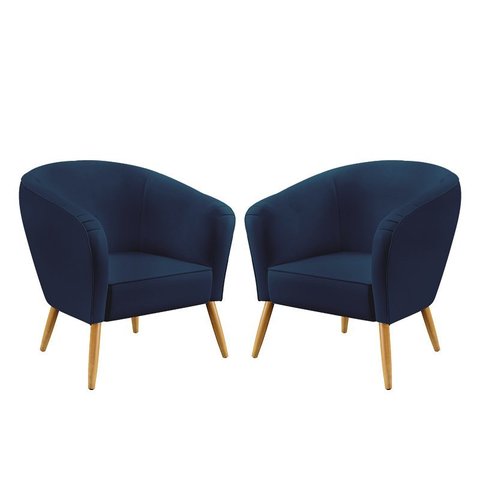 Kit 2 Poltronas Vênus Sued Azul Marinho Aradecor