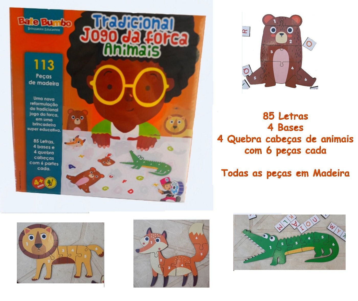 Jogo Da Forca dos Animais Brinque e Leia Com 85 Letras e 4 Bases - Ref ...