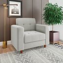 Ver imagem 2 de Kit Sofá 3 lugares e 02 Poltronas Arezzo Linho Pés Chanfrado Castanho - D’Rossi - A05 Cinza Claro