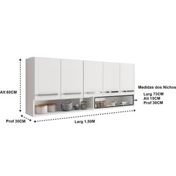 Cozinha Completa 3 Gavetas 8 Portas Branco Grecia Casa Moderna - 7