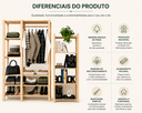 Ver imagem 6 de Guarda-Roupa Aberto em Madeira Maciça de Pinus com Arara e Estante