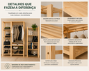 Ver imagem 7 de Guarda-Roupa Aberto em Madeira Maciça de Pinus com Arara e Estante