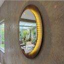 Ver imagem 3 de Espelho Iluminado com Moldura em Madeira Decoração para Salas, Escritórios e Quartos