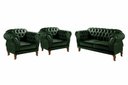 Ver imagem 1 de KIt Sofá Dom Pedro Chesterfield 2 Lugares + 2 Poltronas Decoração Recepção Sala - Couríssimo Verde