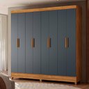 Ver imagem 2 de Guarda Roupa Marajo Grande Quarto Casal 8 Portas 2 Gavetas Freijo com Cinza