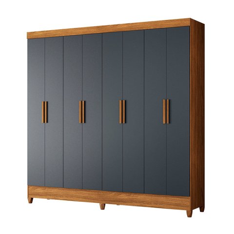 Guarda Roupa Marajo Grande Quarto Casal 8 Portas 2 Gavetas Freijo com Cinza