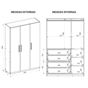 Ver imagem 6 de Guarda-roupa Casal 3 Portas 4 Gavetas Paris Branco Caemmun