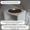 Comedouro Elevado Gato Cachorro Pet Mdf Luke - Inox - Branco - 3