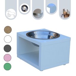 Comedouro Elevado Gato Cachorro Pet Mdf Luke - Inox - Branco - 5